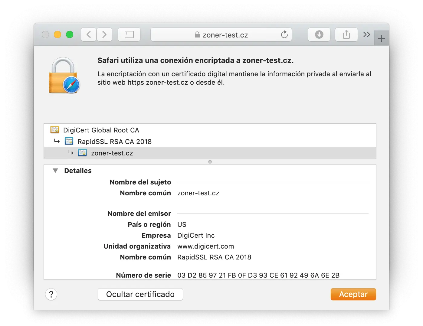 Visualización del certificado GeoTrust QuickSSL Premium Wildcard en el navegador Visualización del certificado GeoTrust QuickSSL Premium Wildcard en el navegador