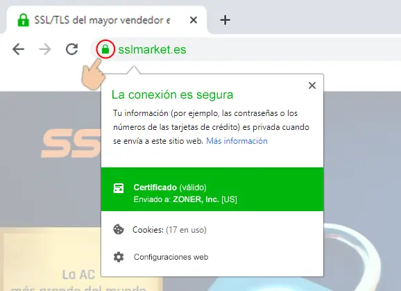 Ver el certificado EV en el navegador Ver el certificado EV en el navegador