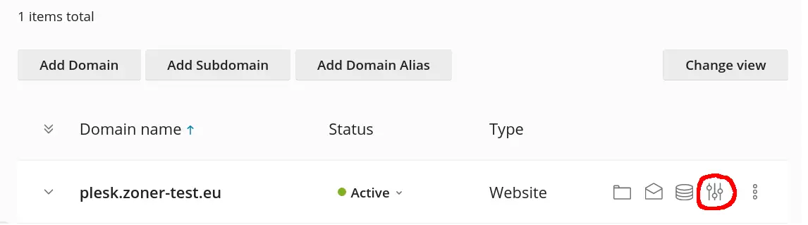 Hosting settings en Plesk