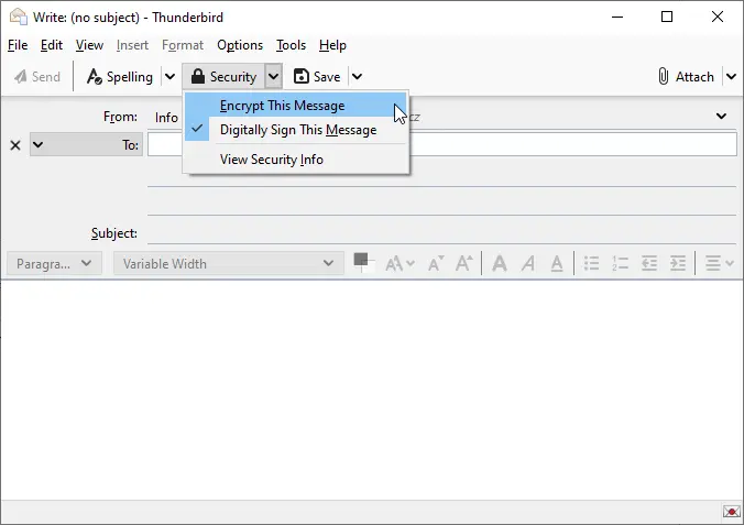 Configuración del firmar del mensaje en Thunderbird