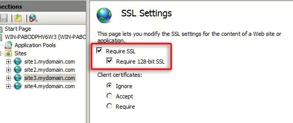 Modificación de configuración de Web Site en IIS 7