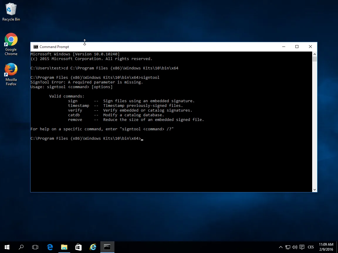 Ejemplo del firmar con signtool.exe