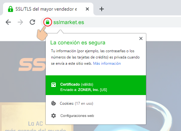Ver el certificado EV en el navegador Ver el certificado EV en el navegador