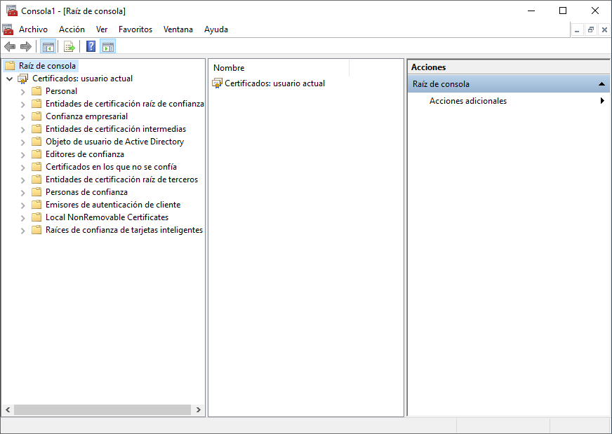 Almacenamiento de certificados en Windows